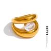 Size 678 Stainless Steel Double-Layer Cubic Zirconia Cast Ring Rust Proof High Quality Golden Finger Daily Jewelry Gift