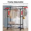 Aoresac Двойная вешалка для одежды на колесиках с полками, регулируемая высота и длина, портативная металлическая