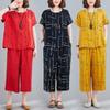 Fashion Middle-aged Women's 2pcs Suit Spring and Summer Short Sleeve Loose Casual Two-piece Set