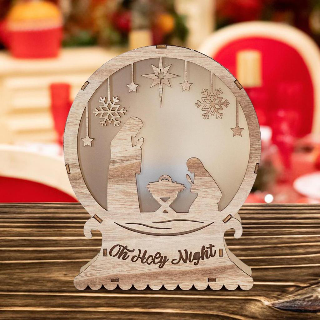Nativity Scene Light Christmas Decor Ornament for Office Desktop Table