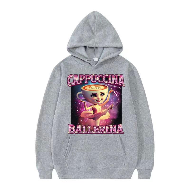 Cappuccina Ballerina Funnu Italian Brainrot Meme Hoodie Men Women Fashion Aesthetic Cute Sweatshirt Oversized Hoodies Streetwear