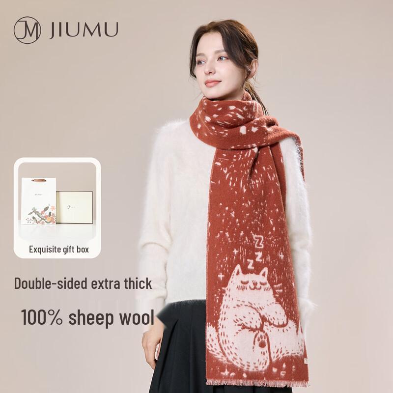JIUMU Women's 100% Pure Wool Scarf & Shawl