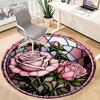 1pc Rose Window Office Round Area Rug, Indoor Mat Suitable For Office, Under Office Chairs Bedroom Living Room Home Decor, Room Deco