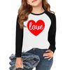 Футболки с длинным рукавом для девочек Love ко Дню святого Валентина, детские осенние топы с круглым вырезом, базовые футболки для детей 5-14 лет
