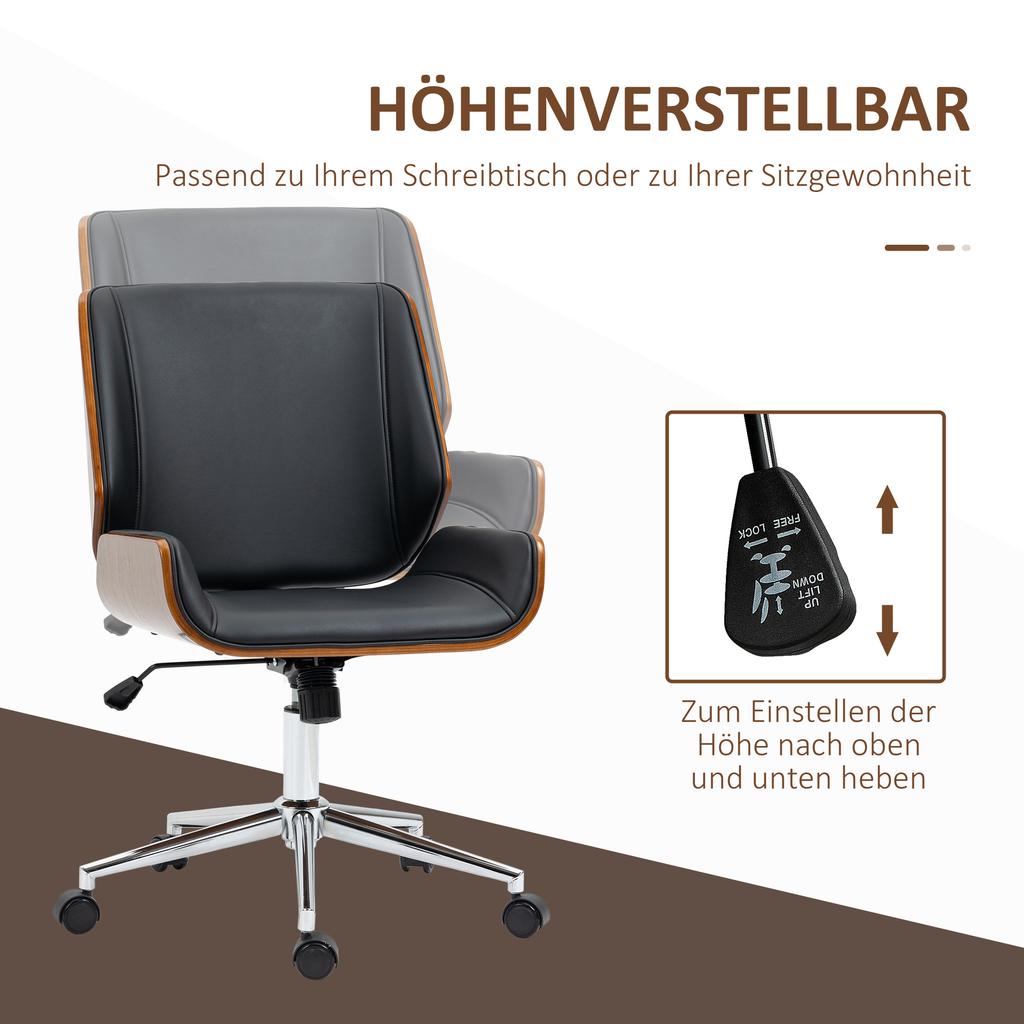 Desk Chair Computer Chair, Tilt Function, Height-Adjustable, Black + Silver