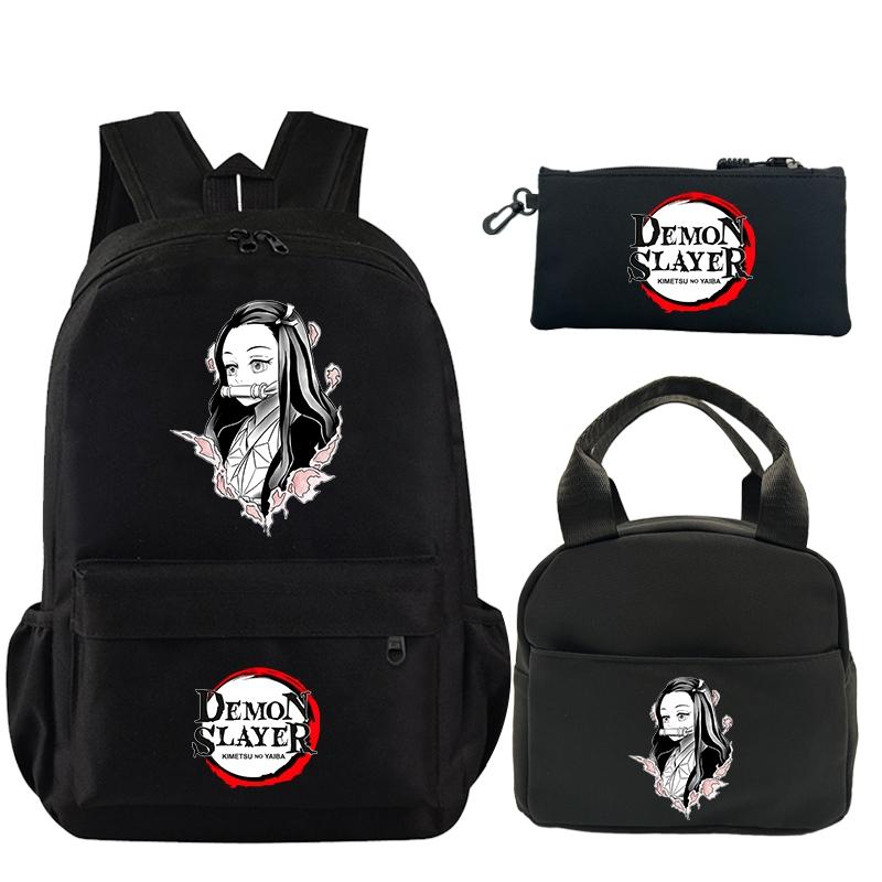 3 шт./компл. рюкзак «Убийца Демонов» с принтом, сумка для обеда, пенал для подростков, детский школьный рюкзак для девочек и мальчиков