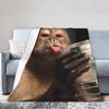 Funny Monkey Cartoon Accessories Fashion Blanket Warm Cozy Fluffy  Throw Fashion Blankets for Bed es Multi-size Throws And Fashion Blankets