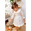 White Scalloped Baby Collar Long Sleeve Baby Girl Dress - Angel