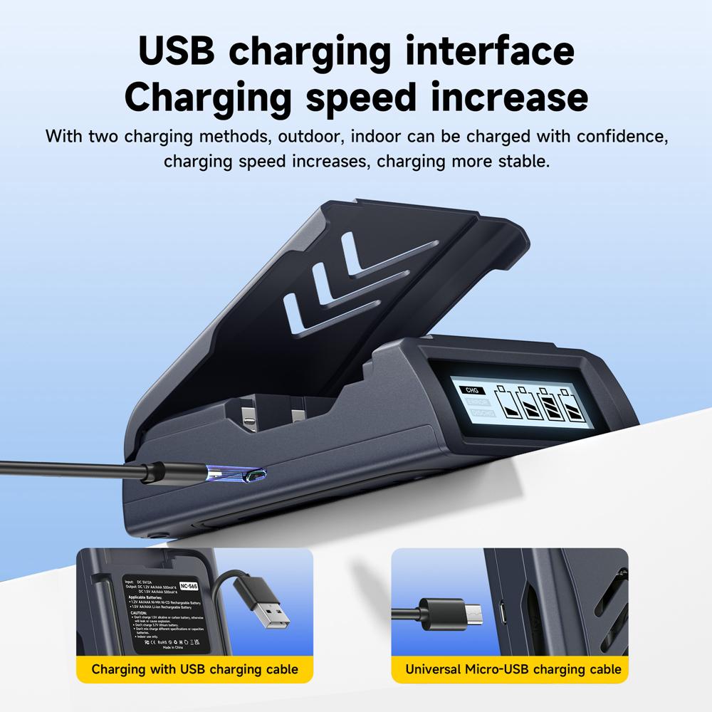PALO Rechargeable Battery 1.5V Li-ion AAA AA Batteries+LCD Display Charger For Li-ion Ni-Mh Ni-Cd AA AAA Battery