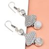 Серьги из серебра 925 пробы с лунным камнем, стерлинговые ювелирные изделия, радужная серьга, натуральный драгоценный камень