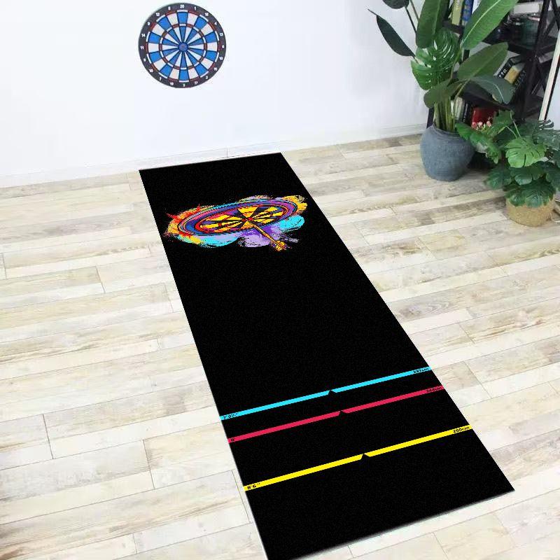 Colorful Dartboard Pattern Dart Mat Standard Throw Lines Anti Slip Indoor Game Long Floor Rug Professional Indoor Dart