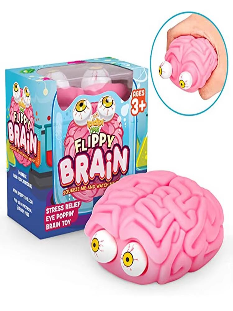 Антистресс Игрушка-фиджет Flippy Brain Squishy с вылезающими глазами для сжимания, крутая вещь для детей с СДВГ, аутизмом, для снятия тревоги