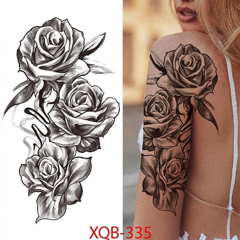 1 шт. татуировка наклейка водонепроницаемая временная татуировка дамы пион Дейзи олень луна цветок татуировка черный череп татуировка боди-арт нога татуировка всего тела наклейка
