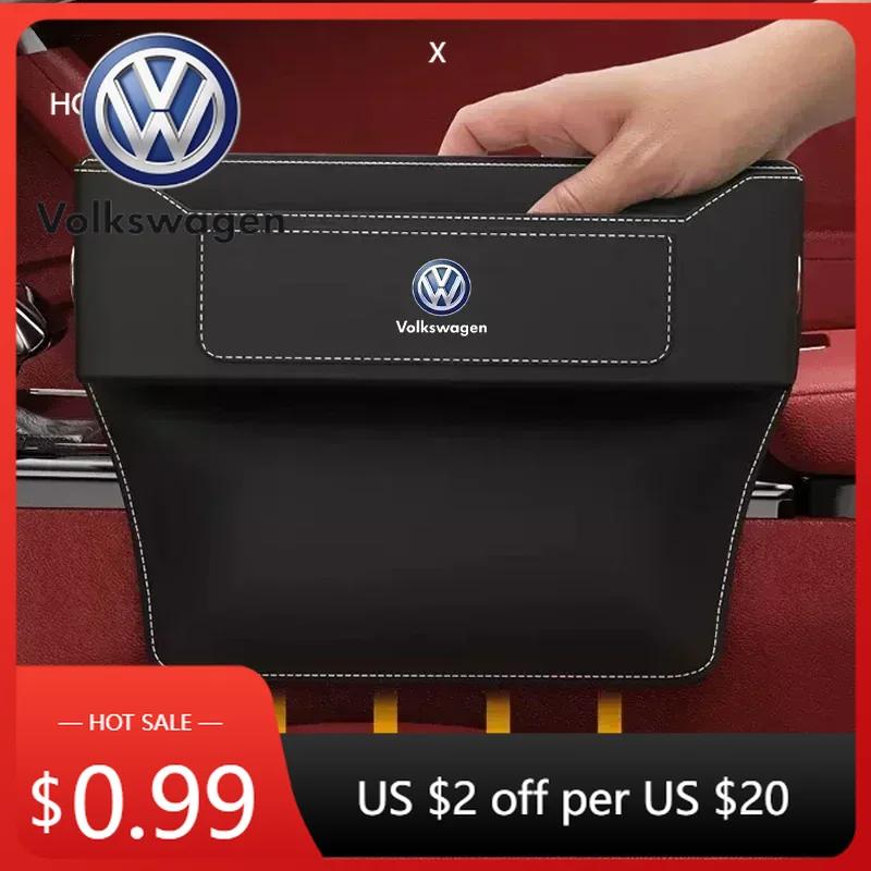 ear1 For VOLKSWAGEN VW Polo B6 2025 Hot For Volkswagen Car Seat Gap Organizer Leather Storage Box Auto Interior Accessories For VW Vo