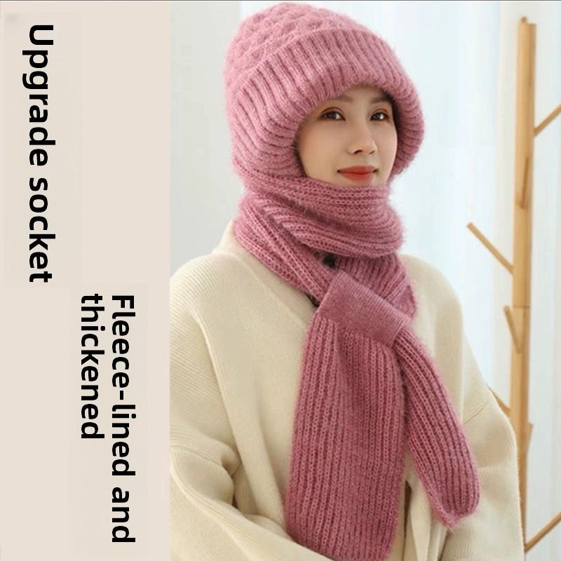 Handwoven Wool Squirrel Hat-Scarf Combo: Stylish, Warm, Outdoor Essential for Autumn & Winter