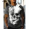 Fashion Men's T-Shirt 3D Skull Print Short Sleeve T-Shirt Oversized Street Round Neck Tops Summer Men's Outdoor Casual Clothing