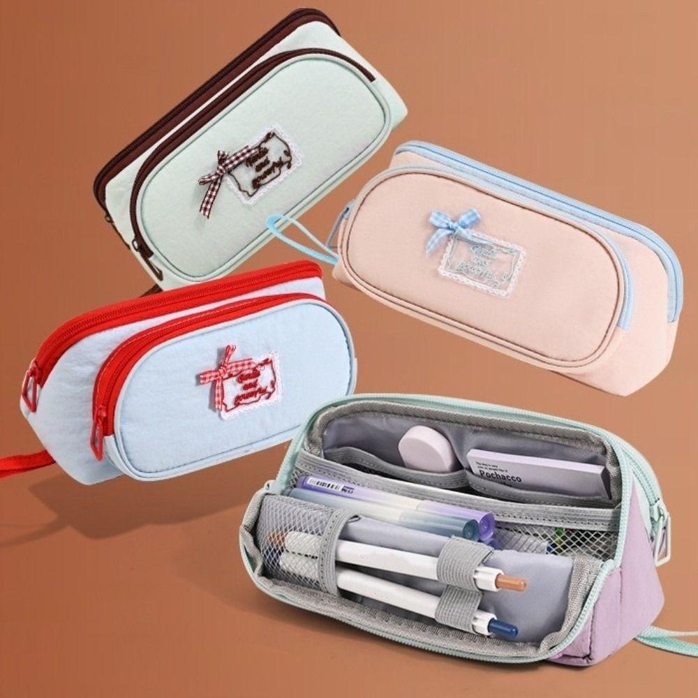 Bowknot Magnetic Bow Pen Bag Triangle Pencil Bag Makeup Bag Pencil Case Women