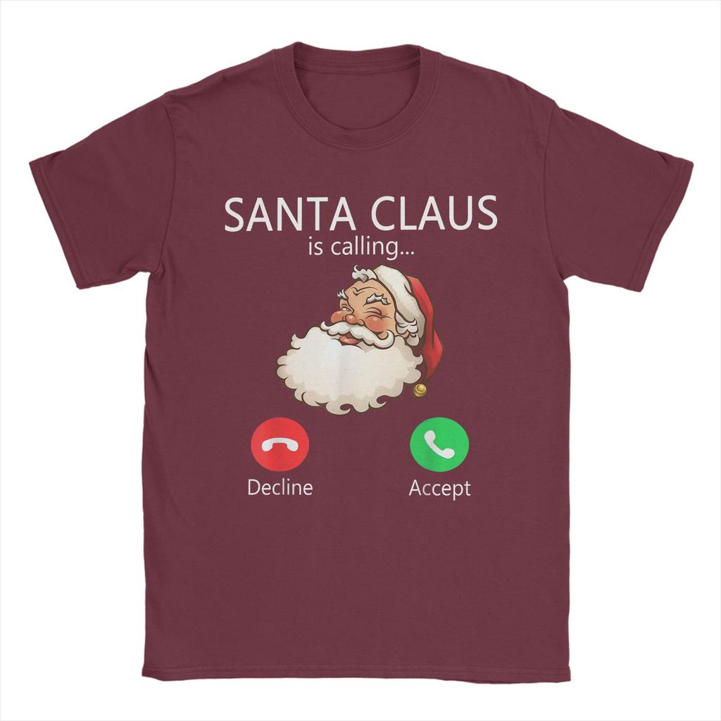 Mens T-Shirt Santa Claus is Calling Funny Christmas Holiday T Shirts Harajuku Summer Tees Y2K Funny Casual Clothes