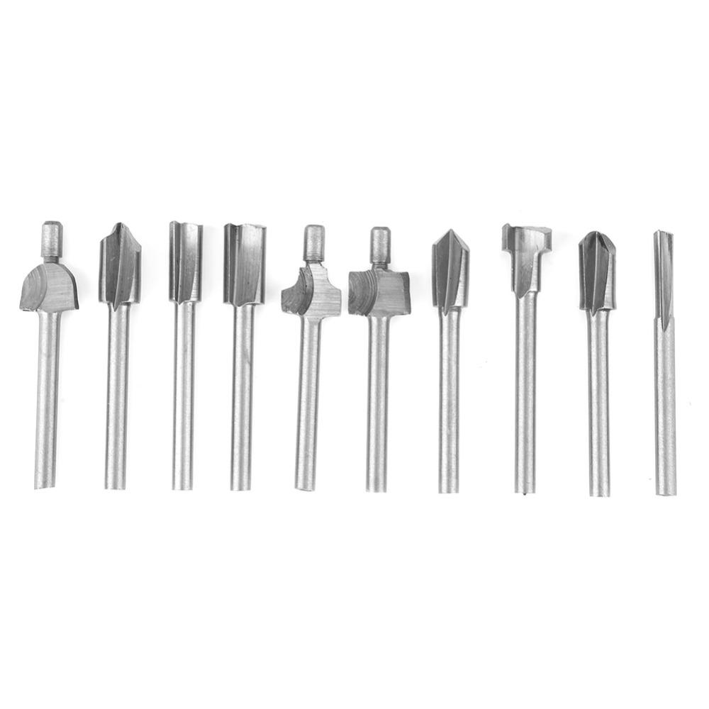 10PCS 1/8" Shank Router Bits Set HSS Material Flush Trim Bit Durable Wood Carving Bit Woodworking