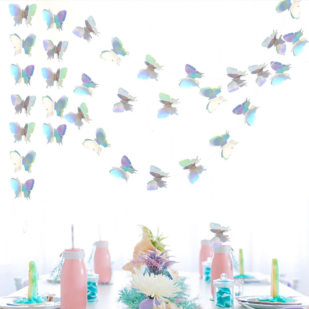 BEISHIDA 5Pcs Purple Lavender Butterfly Paper Garland Hanging Decorative Banner for Halloween Home Ceiling Decor Birthday Party Baby Shower Wedding