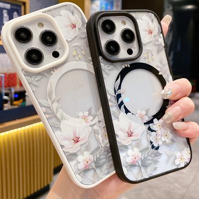 Весенний белый цветочный узор прозрачная задняя крышка для Apple iPhone 16 15 Pro Max 14 13 12 11 цветная рамка для магнитного чехла Magsafe