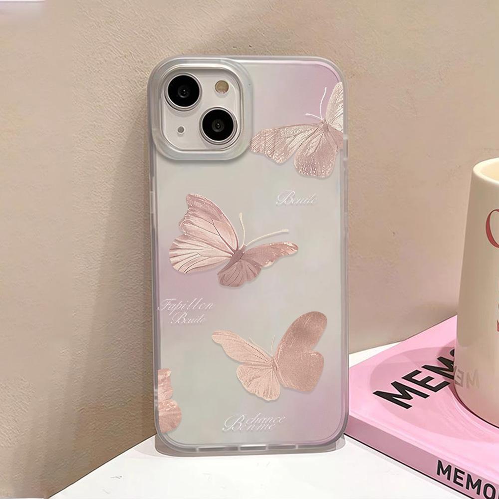 Gold Butterfly Soft TPU Case For iPhone 13 11 12 14 15 16 Pro Max Funda iPhone 12 13 Mini 16 Plus Translucent Clear Phone Cover