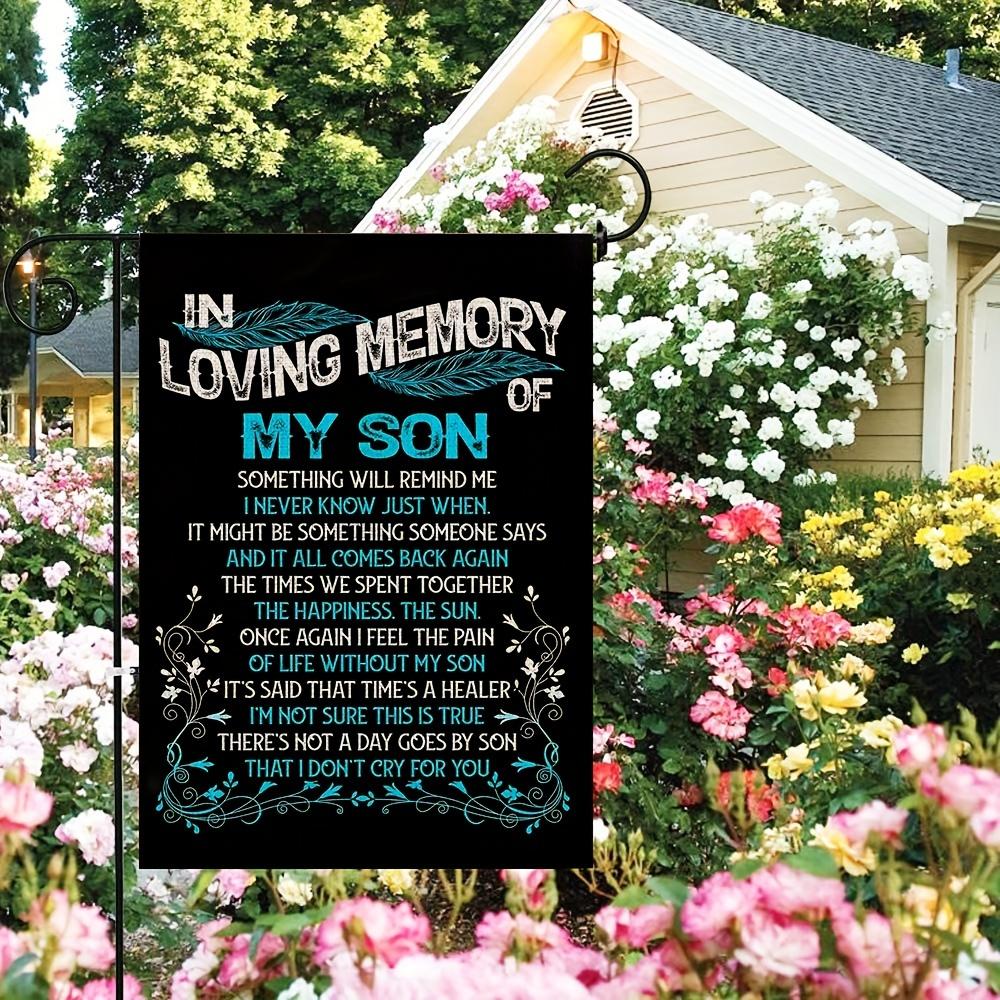 1pc In Loving Memory of My Son Garden Flag - Linen, 30.48x45.72 cm, Cemetery Outdoor Decor