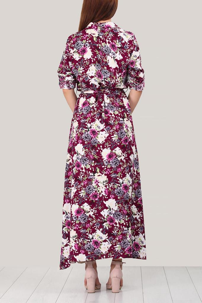 Женское длинное платье с рубашечным воротником