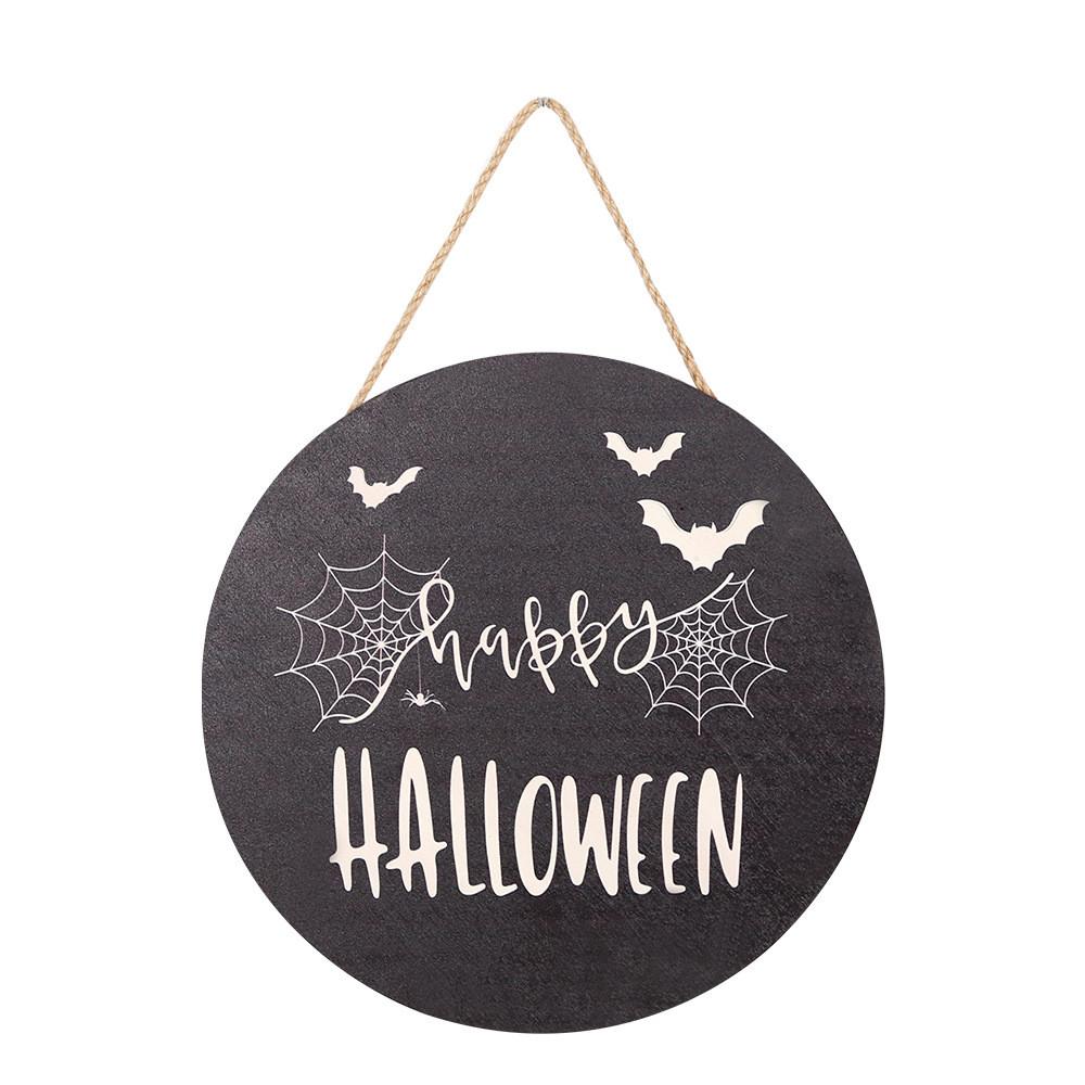 Charming Halloween Ghost Decoration Hanging Bat Wooden Sign For Party Decor