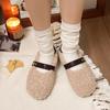 Модный дизайнер Винтажные женские теплые меховые балетки Модные неглубокие с ремешком и пряжкой Весенне-осенние женские удобные лоферы