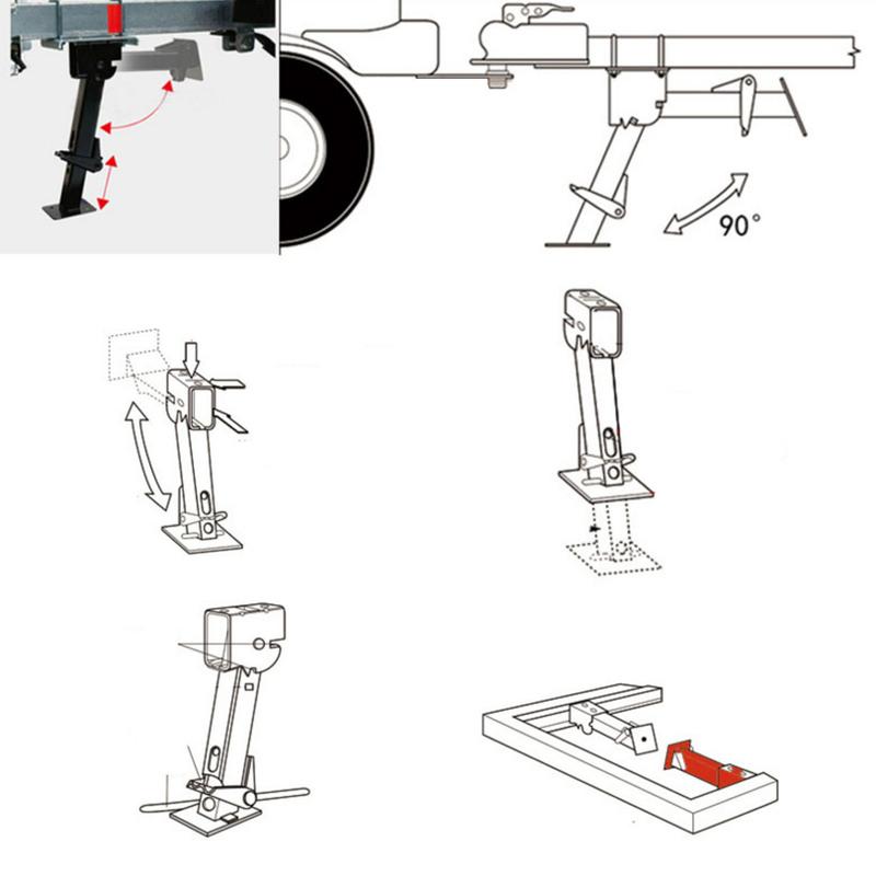 Folding Trailer Stabilizer Jack 650lbs Support 1000lbs Lifting Capacity 290-455mm Telescoping Adjustable Swing Down Outriggers