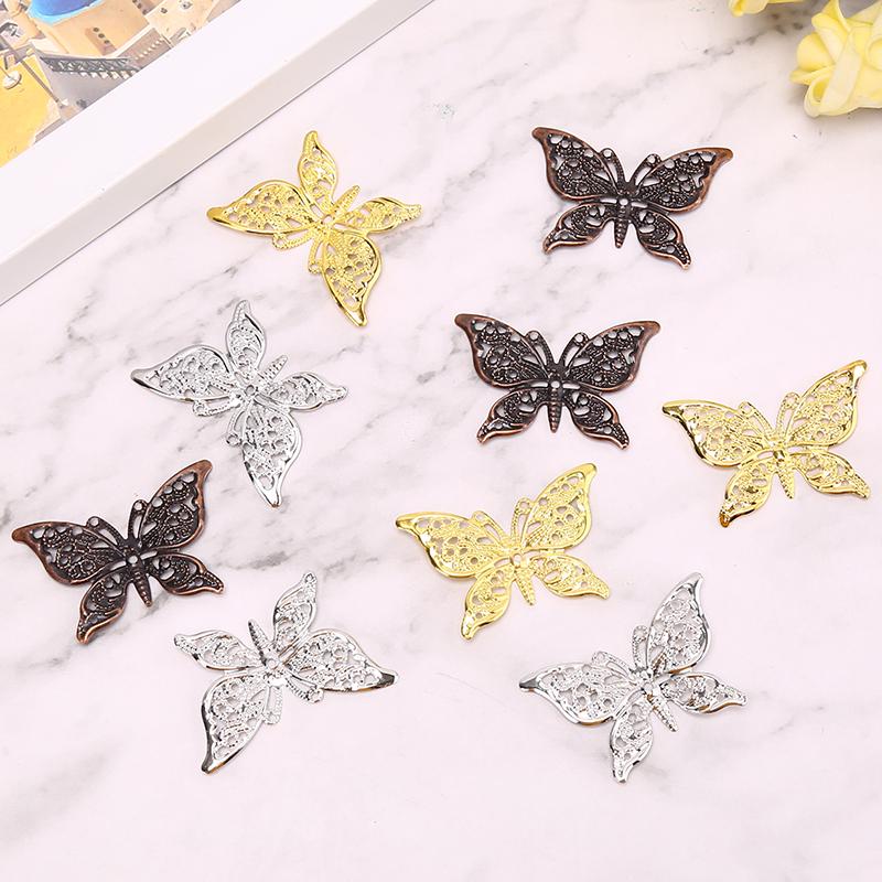 50Pcs Vintage Butterfly Filigree Wraps Connectors Metal Craft Diy Jewelry Making