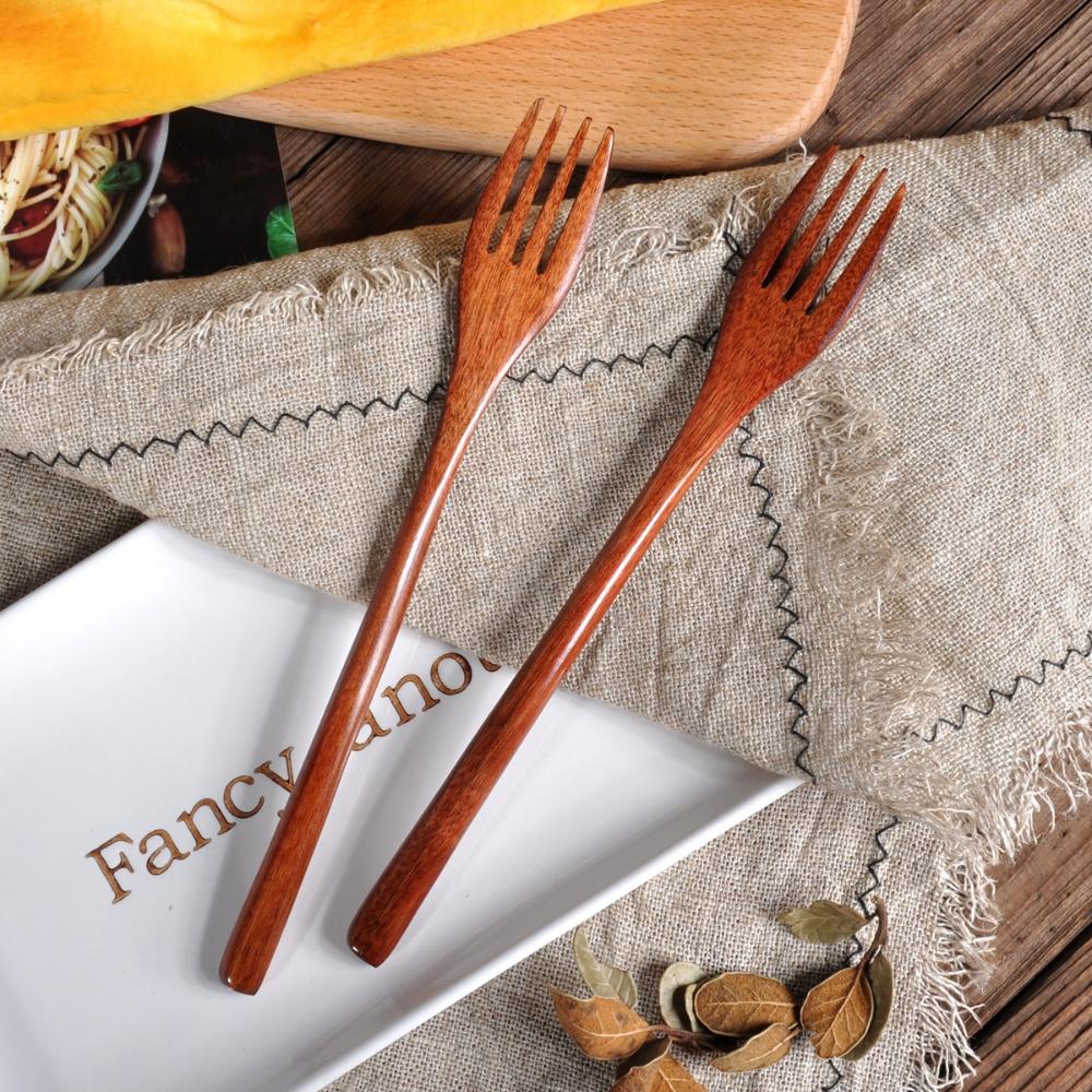 Kitchen Salad Wood Cooking Japanese Style Eco-friendly Cutlery Dinnerware Tableware Wooden Forks