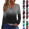 Women's T Shirt Tee Print Button Long Sleeve Knit Sweater Daily Weekend Fashion Basic V- Neck Regular Top