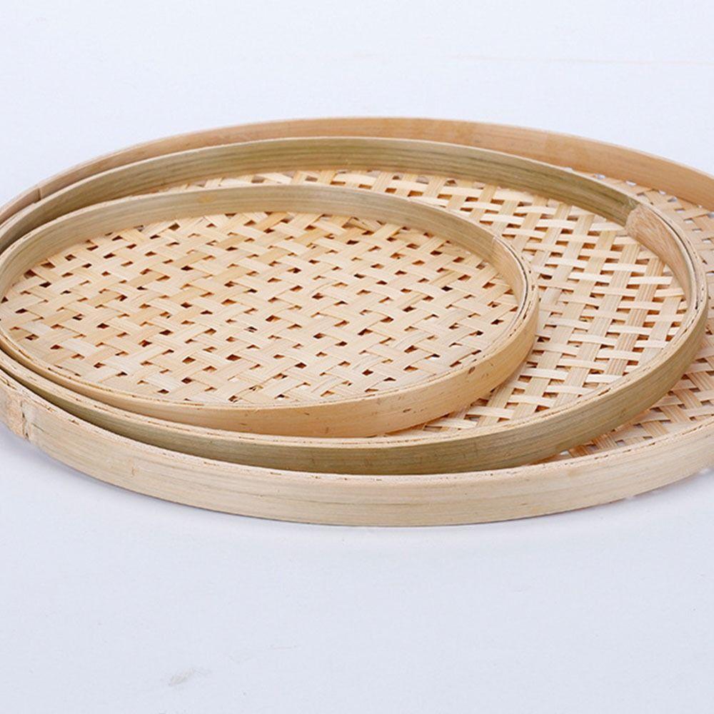Woven Bamboo Products Fried Food Dim Sum Fruit Bamboo Sieve Food Tray Storage Basket Dustpan