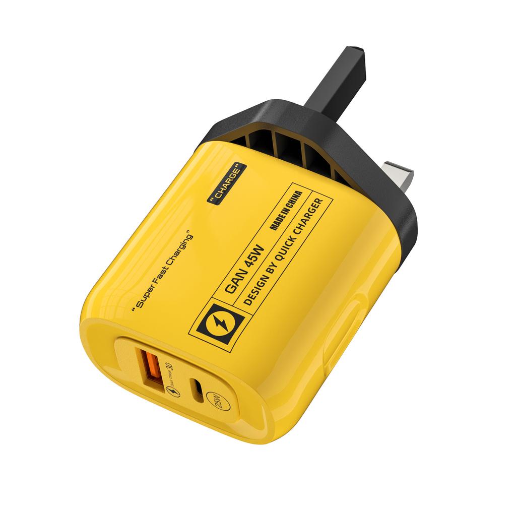 Mecha Wind Зарядное устройство A+C 1 порт PD+1 порт USB Подходит для Apple, Samsung, Xiaomi Pd25w Быстрая зарядка с двойным протоколом