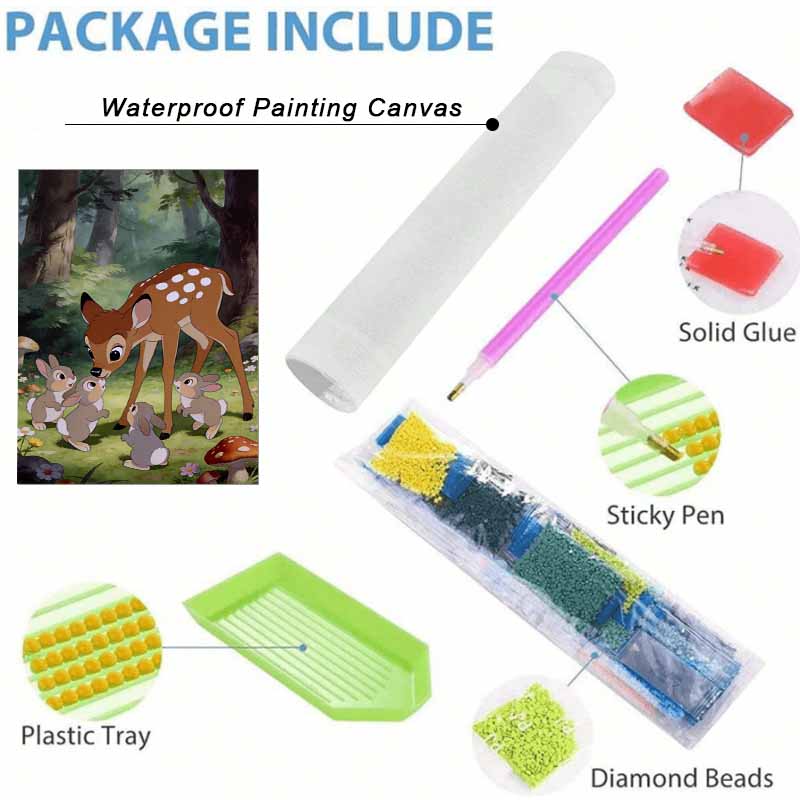 Disney Diamond Art Painting Kit 5D Bambi and Bunnies Diamond Painting Dot Art Kit Home Wall Decor