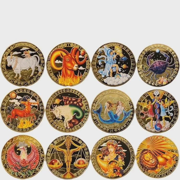 Позолоченный набор медальонов со знаками зодиака Скорпион, Близнецы и Весы