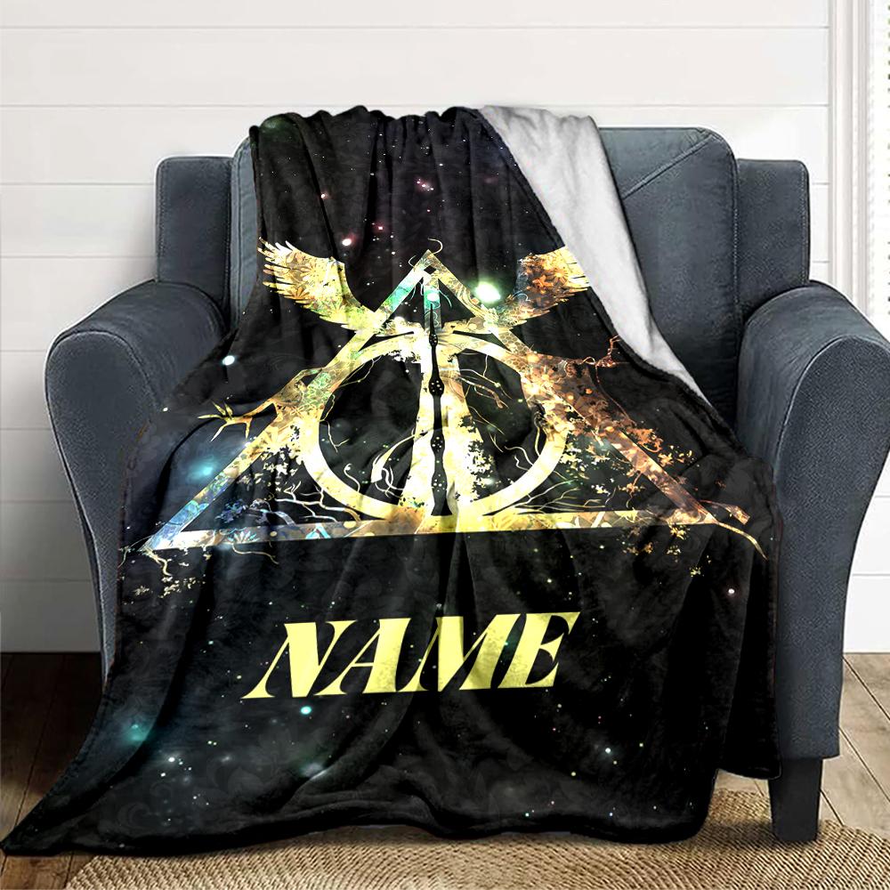 Custom Name Elegant Gothic Crest blanket for Couch & Bed, Plush Cozy Fuzzy Blanket Super Soft & Warm Blankets for Fall and Winter. 090874