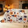 Halloween Christmas Flannel Throw Blanket Soft Non-Shed Cozy Warm Fuzzy Blanket with Pumpkin Ghost Cat Design for Home Couch Sofa Living Room