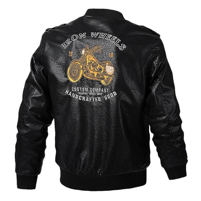 ChiliDay Мужская кожаная куртка Slim Fit Coat Men Stand Collar Jaqueta PU Coats Biker Jackets Casual Motorcycle Faux Fur Jacket Fleece