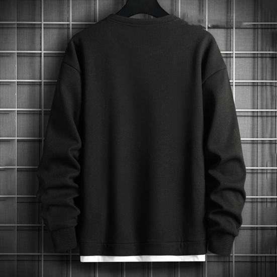 Мужская осенне-зимняя толстовка с круглым вырезом и длинным рукавом, свободная вафельная текстура, сплошной цвет, мягкий теплый пуловер, уличная футболка средней длины, топ