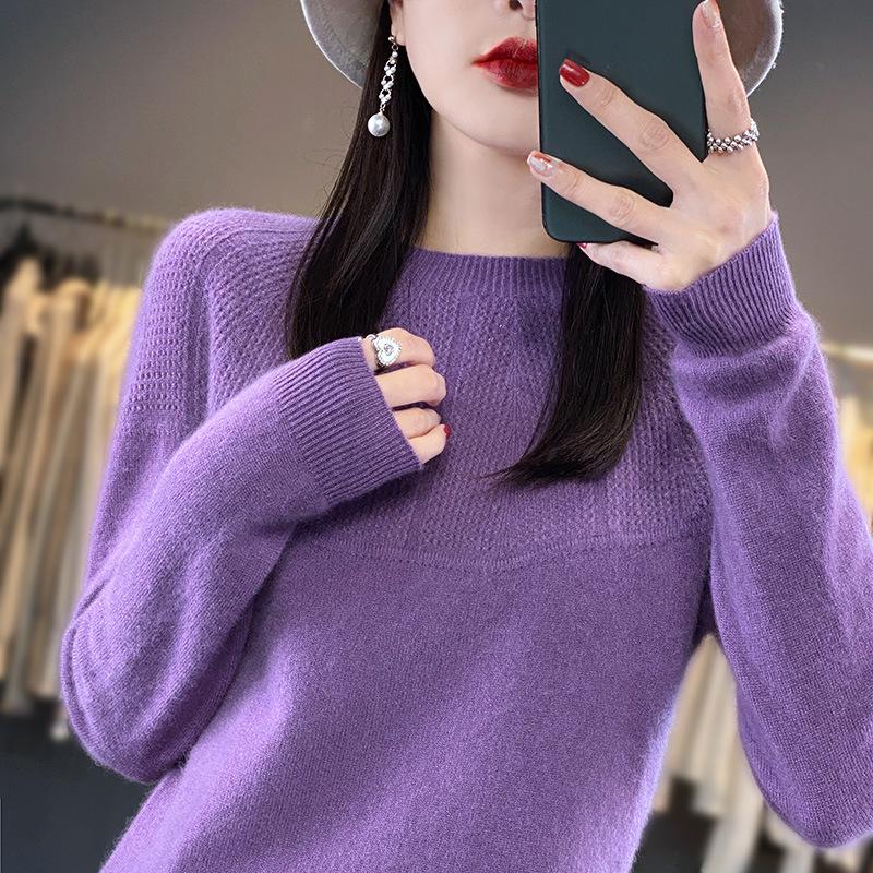 Wool Sweater Women Autumn Winter Pullovers O-Neck Hollow Long Sleeves Cashmere Knitwear Female Basic Bottoming Shirt