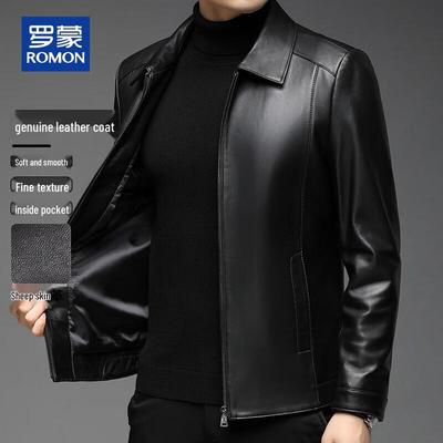 Мужская кожаная куртка из овчины Haining с лацканами