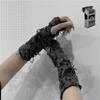 Gothic Black Fingerless Long Gloves Punk Hole Half-finger Gloves Arm Warmer Beggar Cosplay Halloween Costume Accessories
