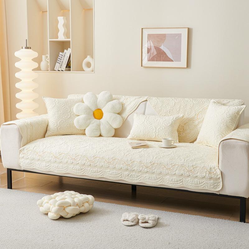Cotton Solid Color Sofa Cover Four Seasons Universal Sofa Cushion Modern Simple Sofas Towel for Living Room Embroidered Cushions