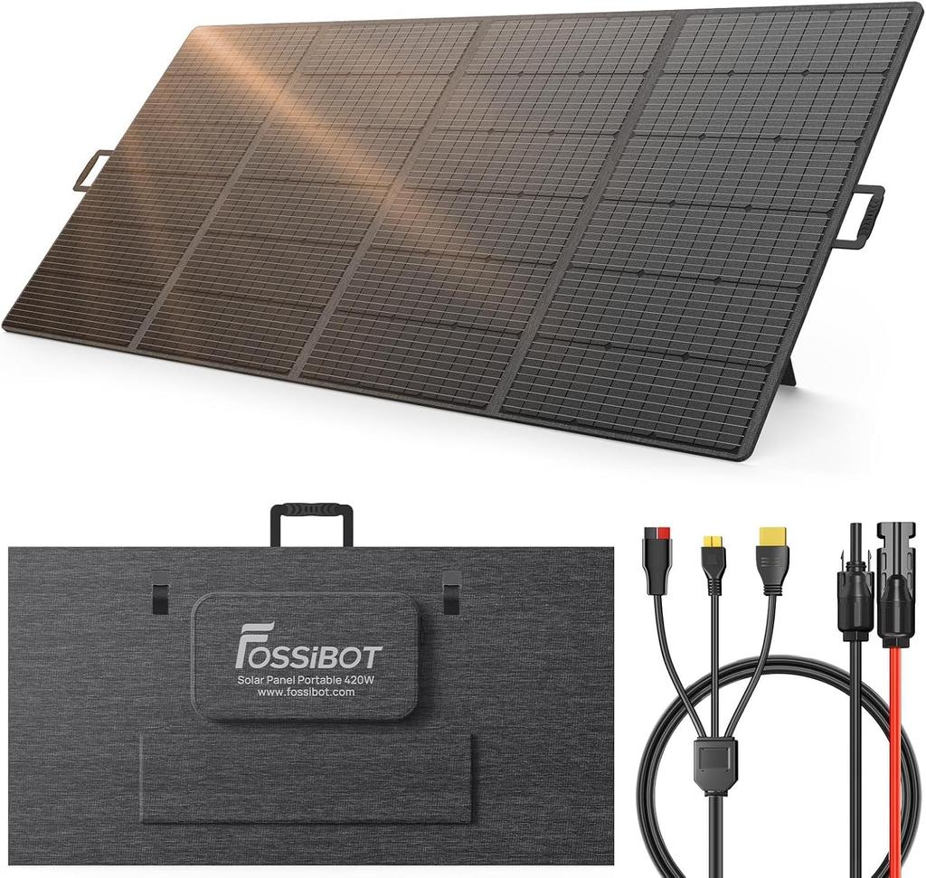 FOSSiBOT Portable 2400W(Peak 4800W) Power Station with UPS Function, 2048Wh Solar Generator Power Generator Power Bank Charger with 420W Solar Panel