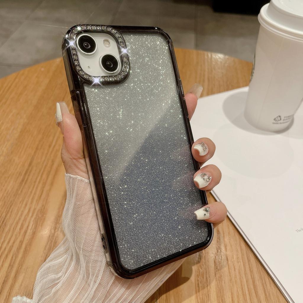 Подходит для iPhone15promax Зеркальная магнитная подставка, Чехол для телефона, Вспышка для объектива iPhone 14, 13 Градиентный глиттер