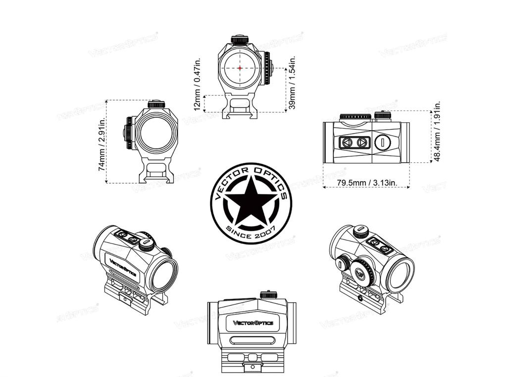 Вектор Оптика Скрэпер 1x29 Красный коллиматорный прицел SCRD-47