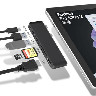 Surface Pro 9 USB Thunderbolt 4K 40 Гбит/с PD USB SD-карта Док-станция-хаб Microsoft Surface Pro, 6-в-2 Расширение, Многопортовый, 4, USB-C, Дисплей,